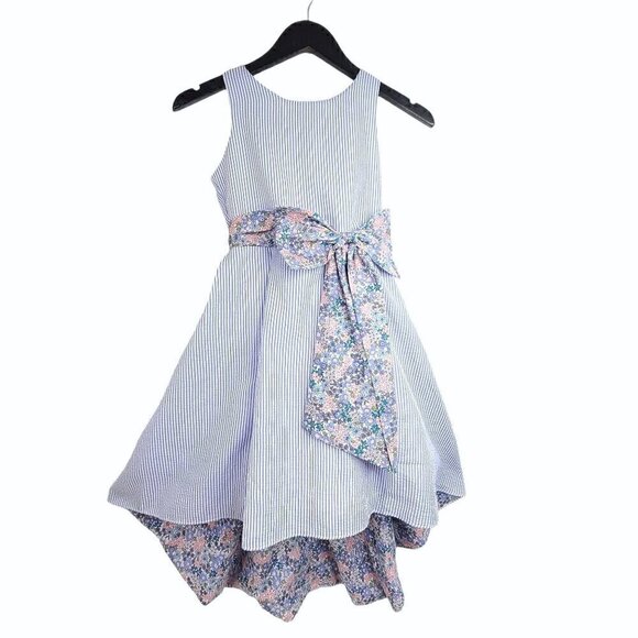 Rare Edition Blue White Floral High Low Sleeveless Special Occasion Dress - Picture 1 of 8